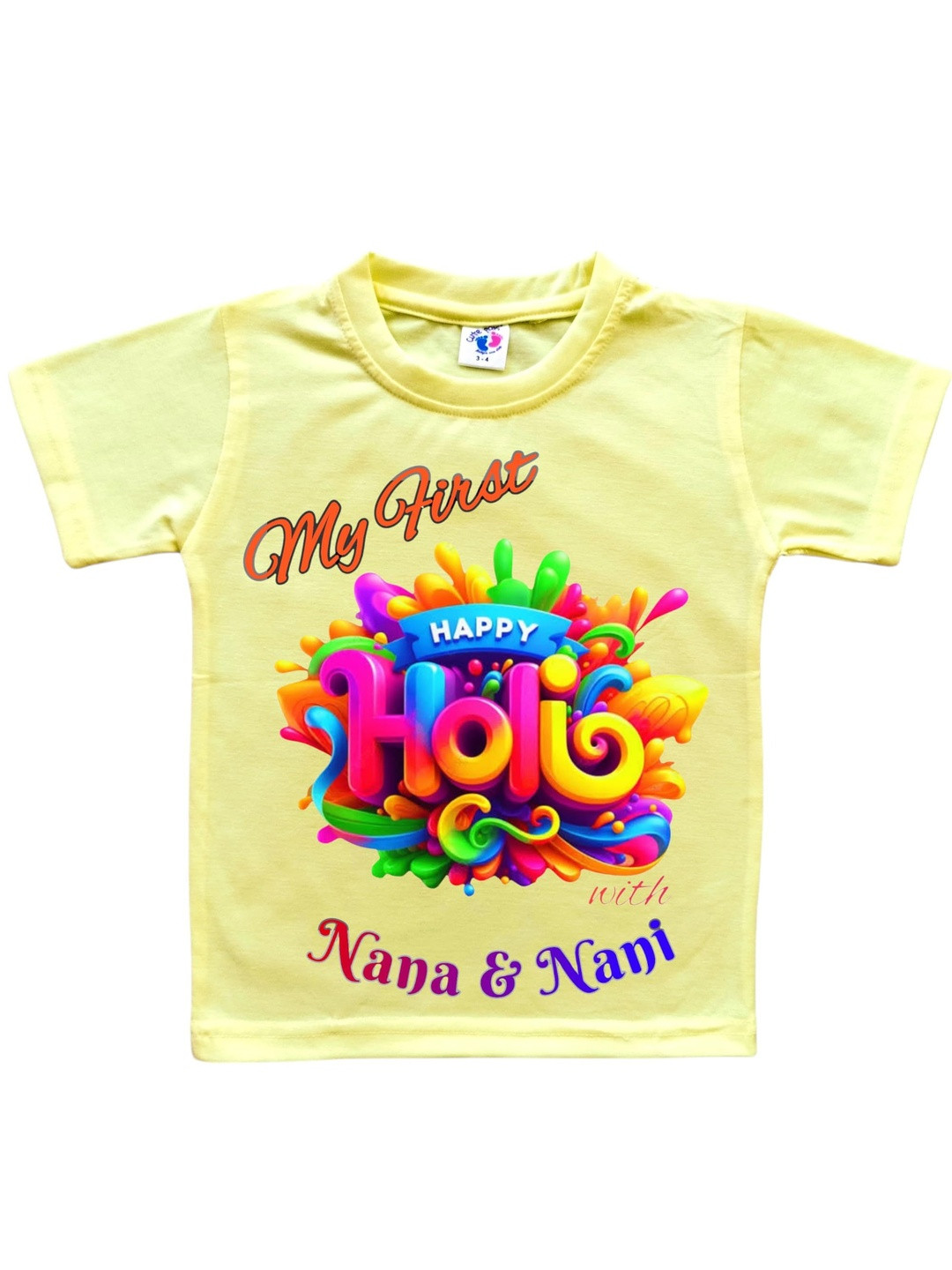 Cute Pals Kids My First Holi Typography Printed Tshirts