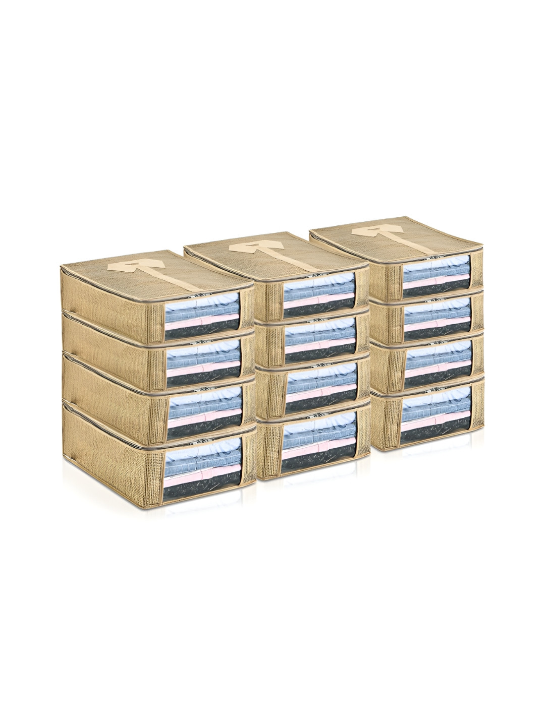 Aura Gold-Toned & Transparent 12 Pieces Lining Multi-Utility Organisers