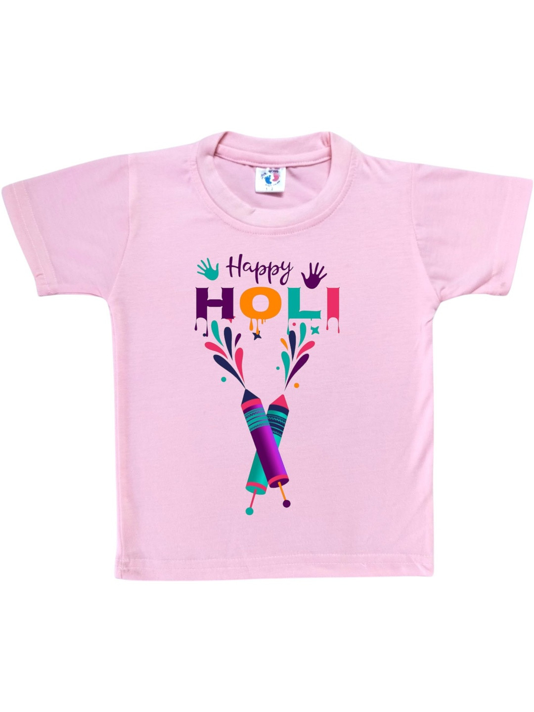 Cute Pals Kids My First Holi Graphic Printed Short Sleeves Cotton T-shirt