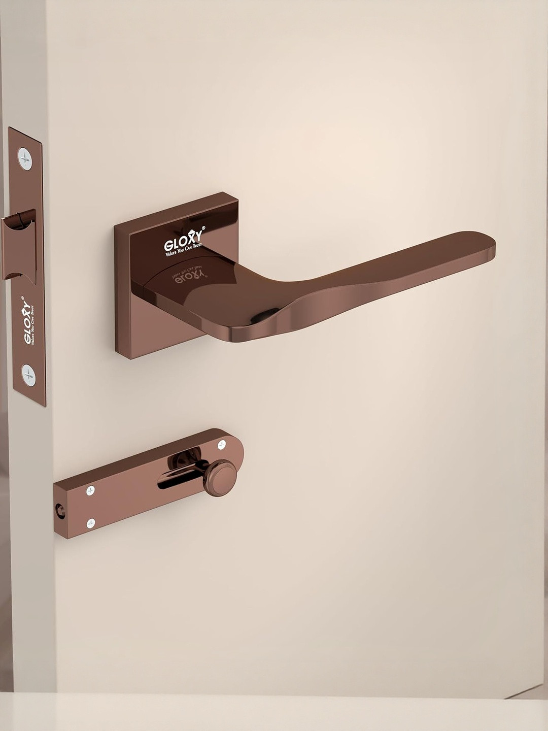 GLOXY Zinc Stainless Steel Mortise Baby Door Lock Handles Set