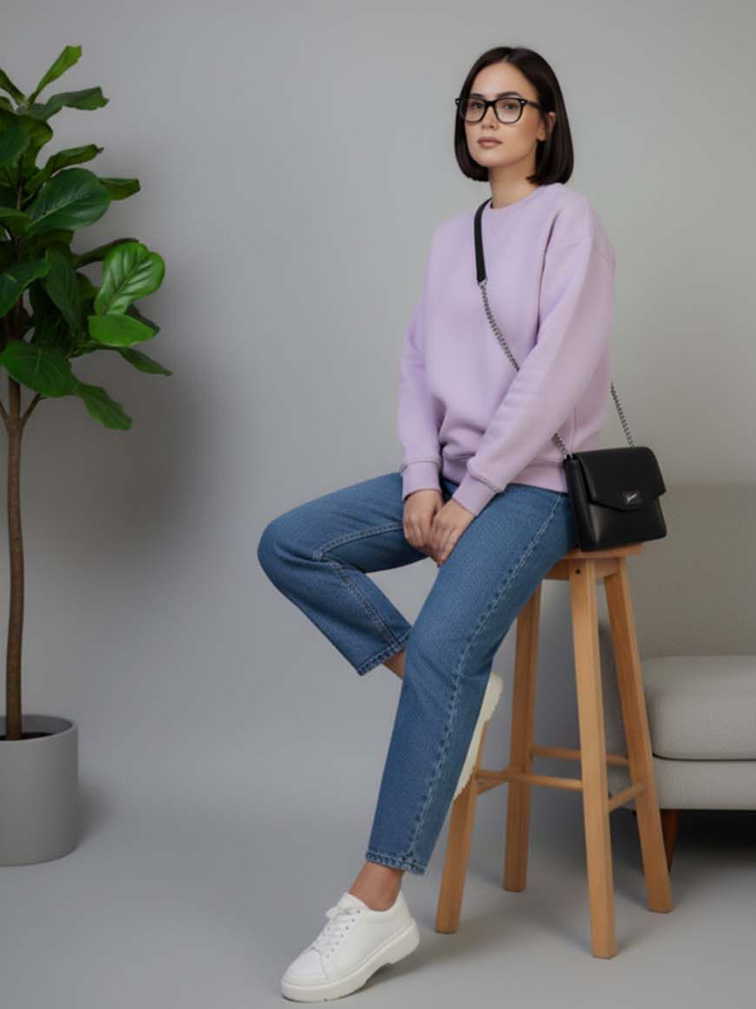 Lazy Lush Women Solid Full Sleeve Sweatshirt
