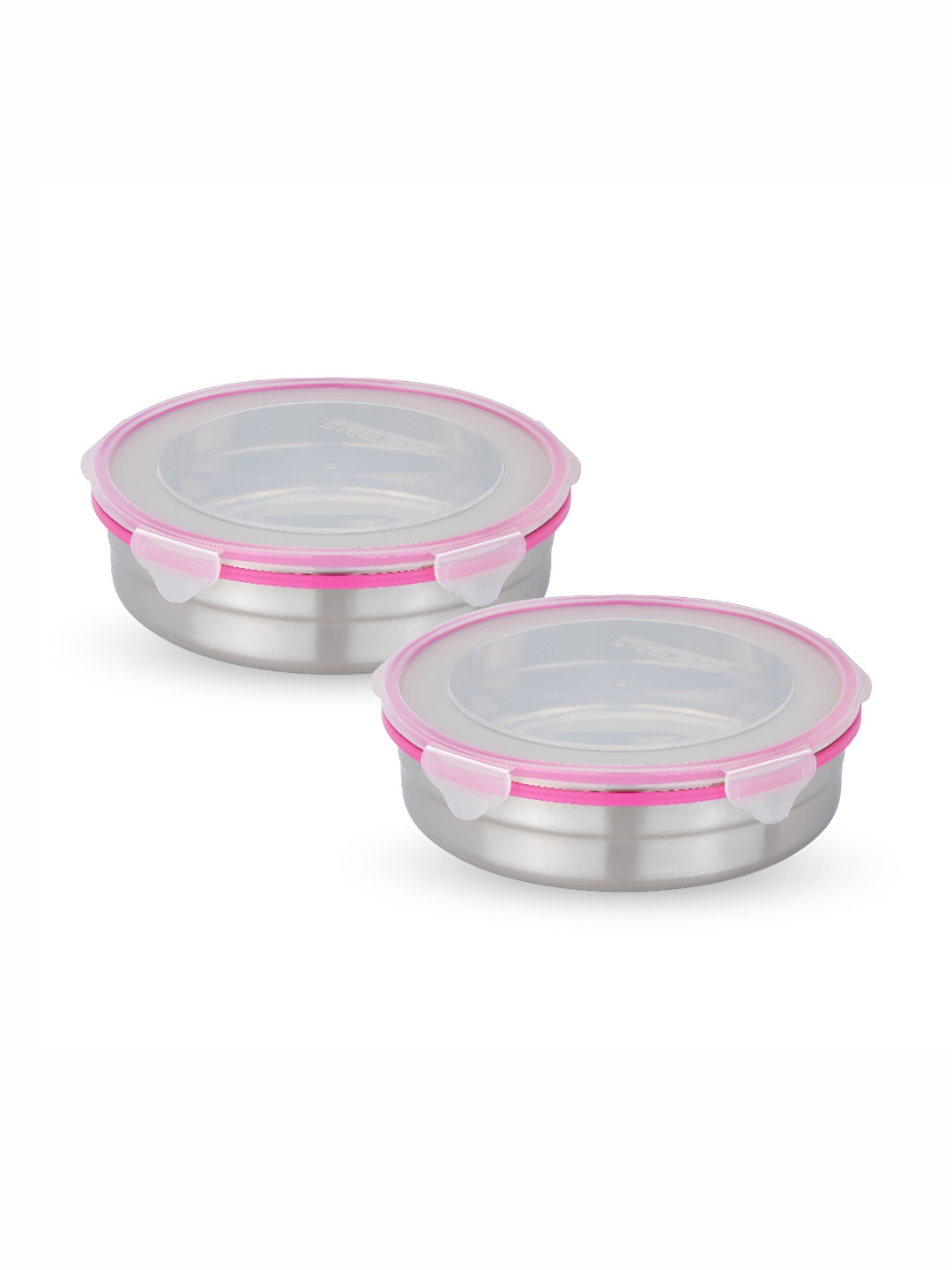 STEELLOCK Pink 2 Pieces Stainless Steel Air Tight Canister Container 1.7L With Lid