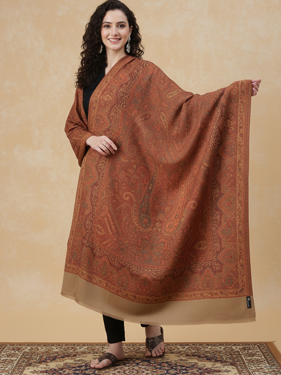 Zamour Floral Jamawar Woven Design Shawl