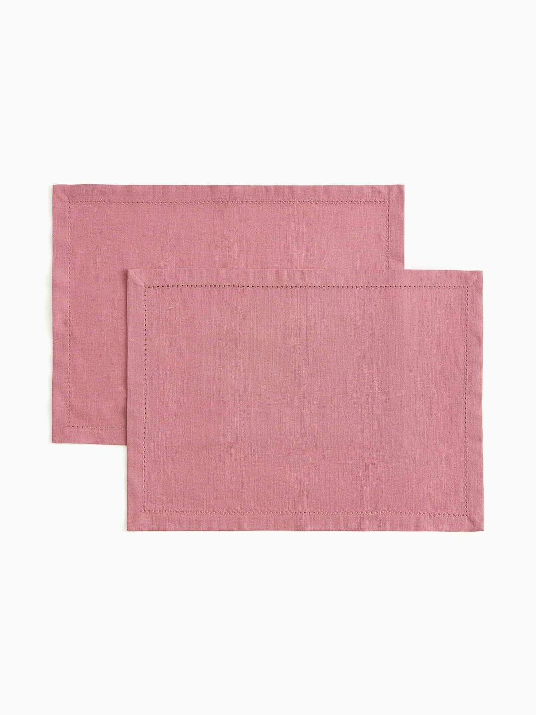 H&M Pack Of 2 Pink Hemstitch Linen Blend Place Mats