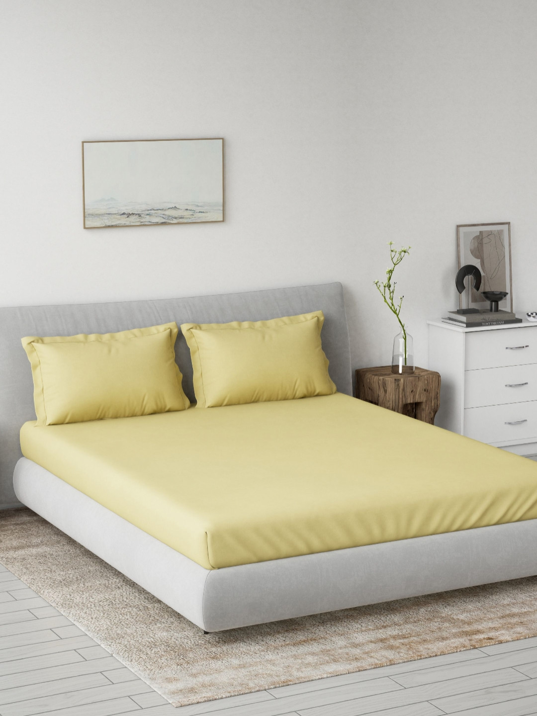 DDecor Spectrum Yellow 180 TC Cotton Bedsheet Set 2.74 m X 2.74 m