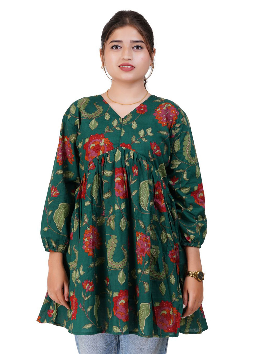 Modest Materna Women Floral Printed Empire Mini Dress