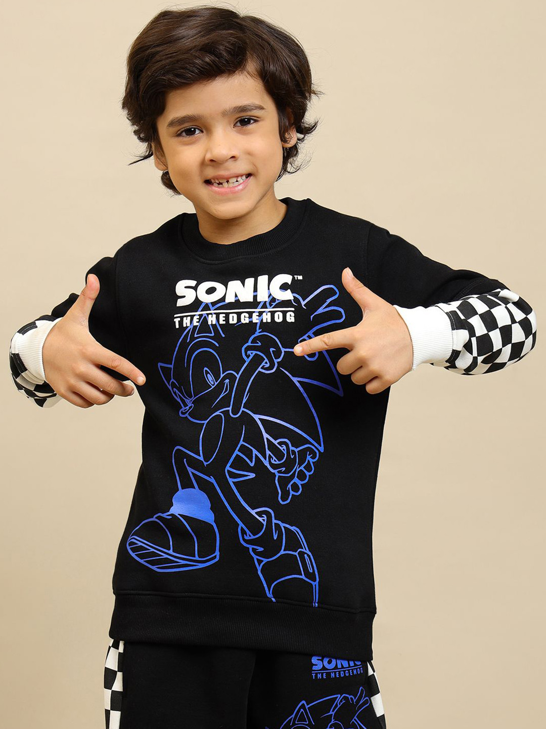 Kids Ville Boys Sonic Modern Printed Round Neck Long Sleeve Sweatshirt