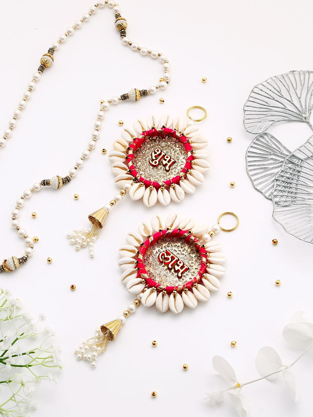 Archies Handmade Pink Shell Conch Subh Labh Wall Hangings