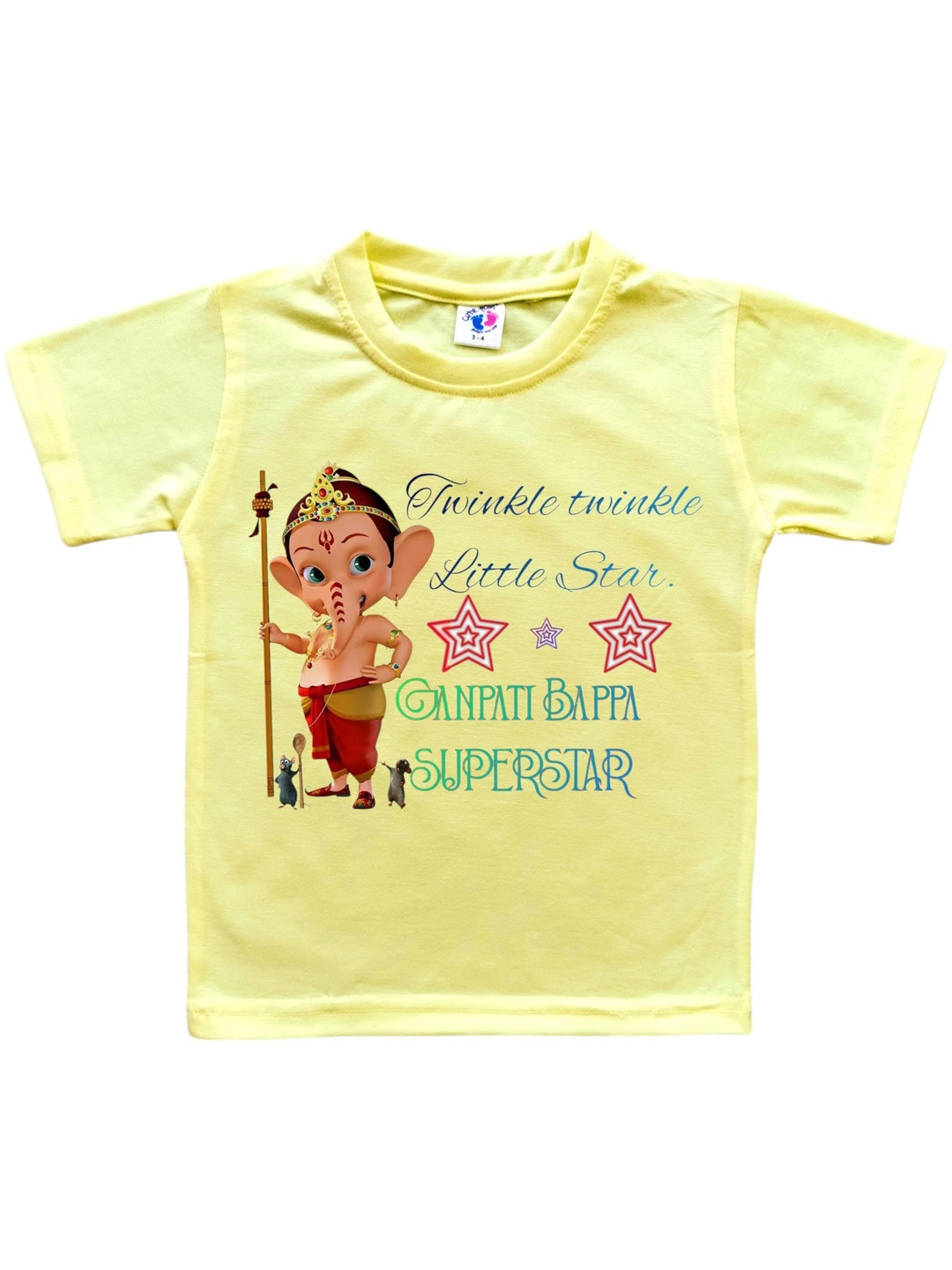Cute Pals Kids Ganesh Chaturthi Graphic Printed Short Sleeves Cotton T-shirt