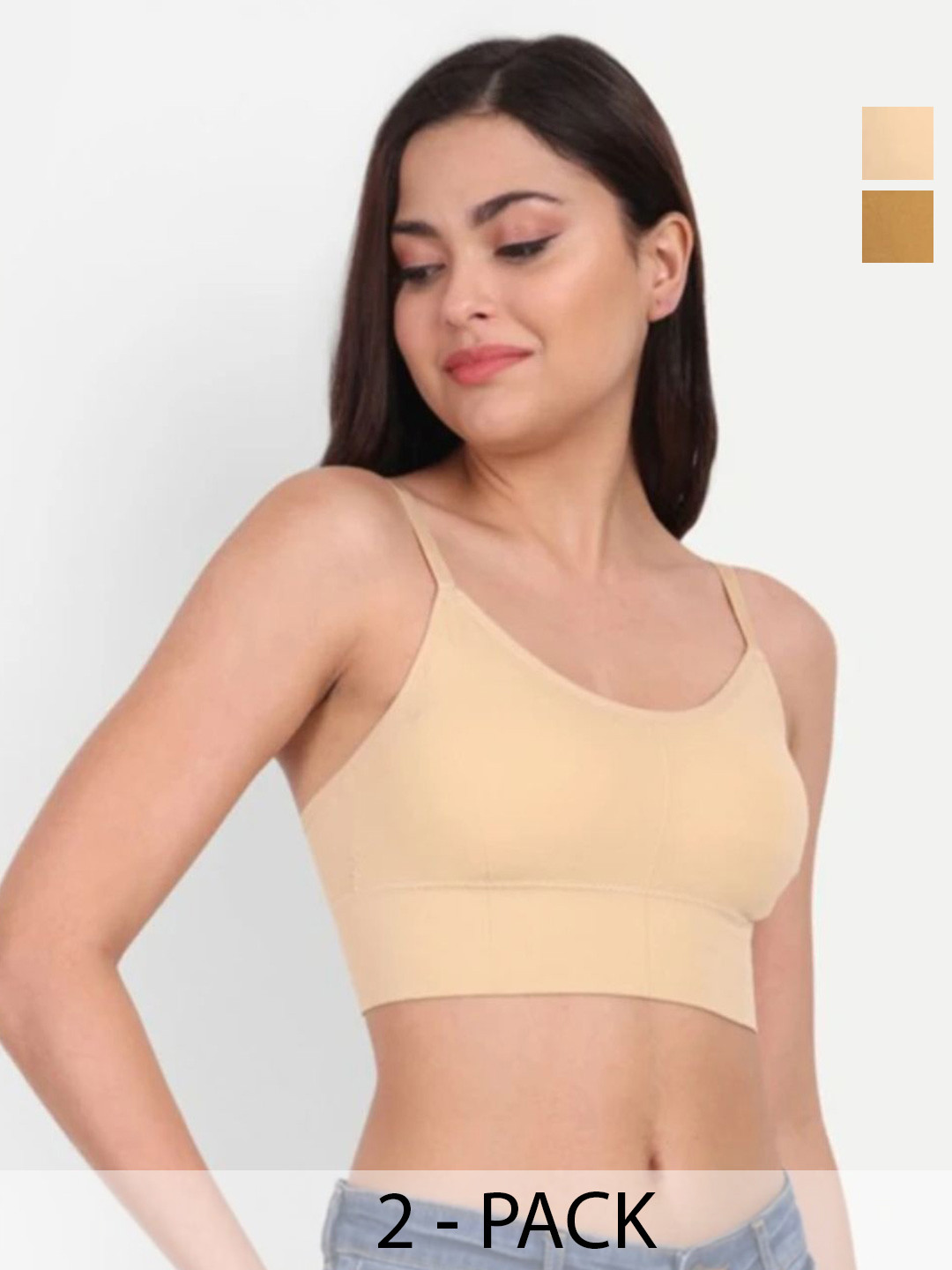 ALLIANCE OVERSEAS Women Pack Of 2 Non-Wired Full Coverage Slip-On Everyday Bra