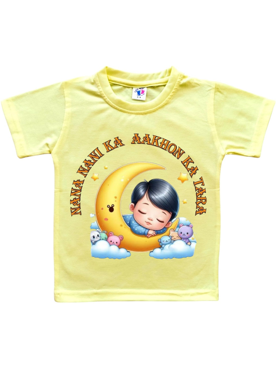 Cute Pals Kids Nana Nani Graphic Printed Short Sleeves Cotton T-shirt