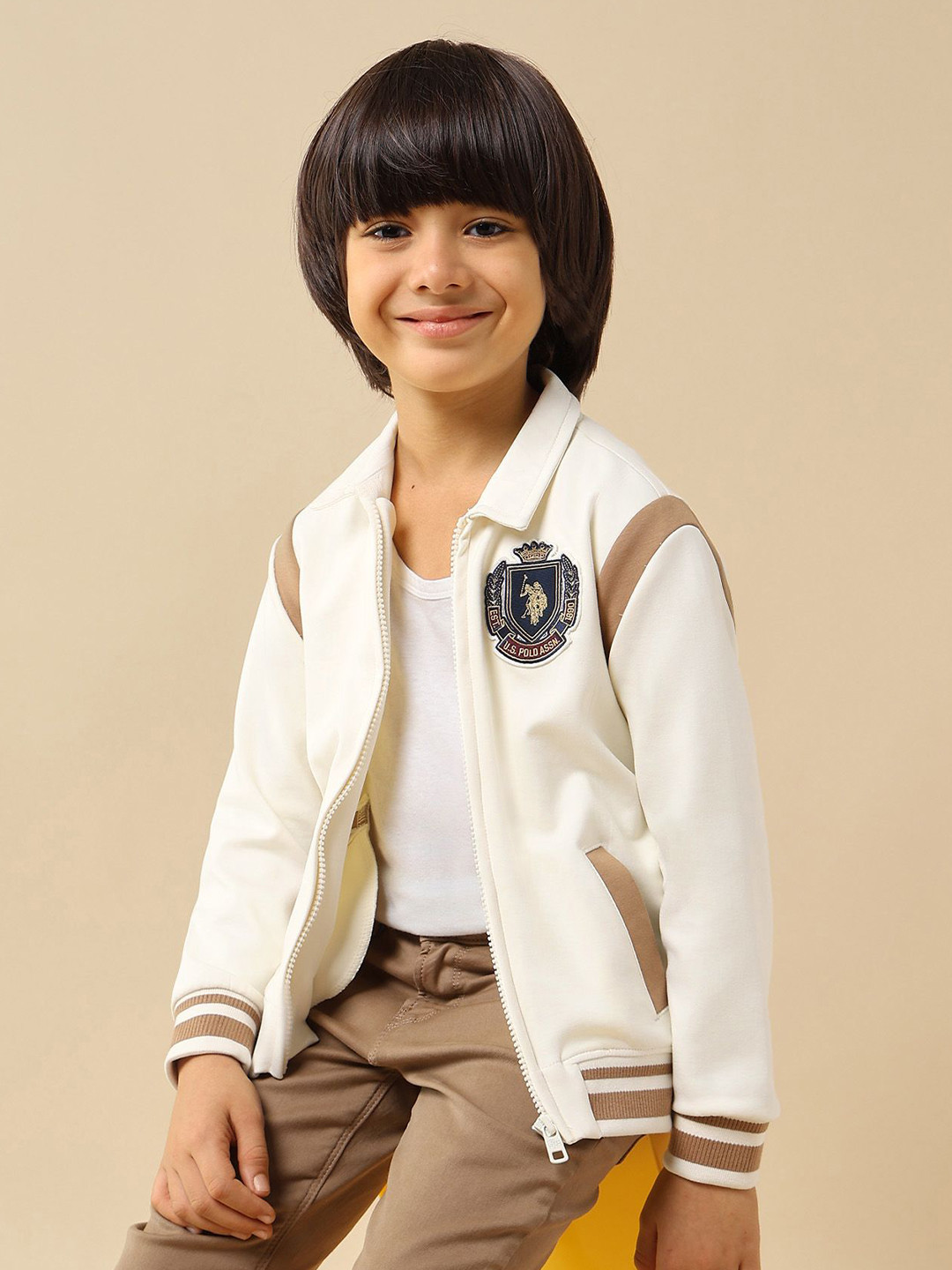 U.S. Polo Assn. Kids Boys Shirt Collar Loong Sleeve Sweatshirt