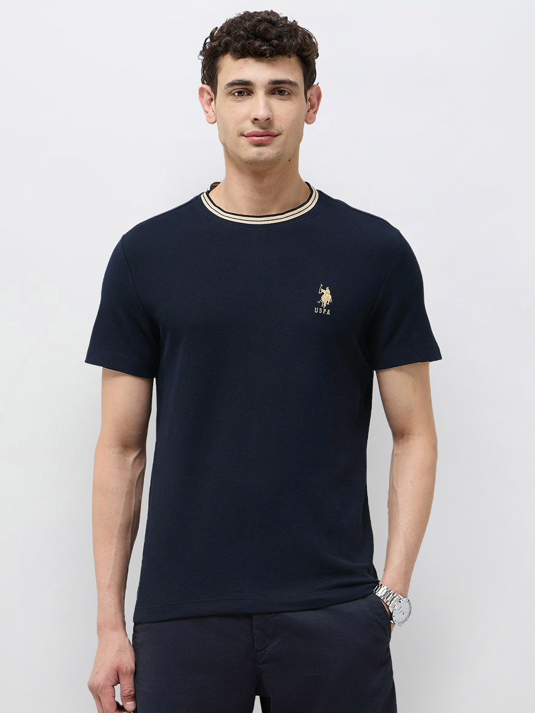 U.S. Polo Assn. Plus Size Brand Logo Round Neck Pure Cotton T-shirt