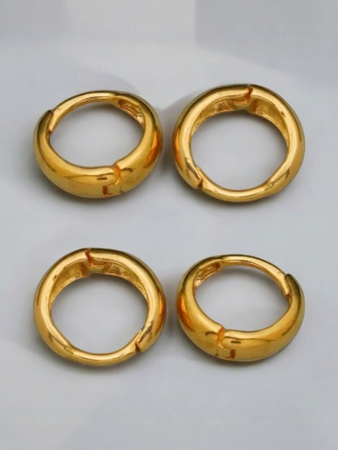 SHREE KRISHNA SHOPPING 2 Pair of Unisex Gold-Plated Brass Hoop Earrings