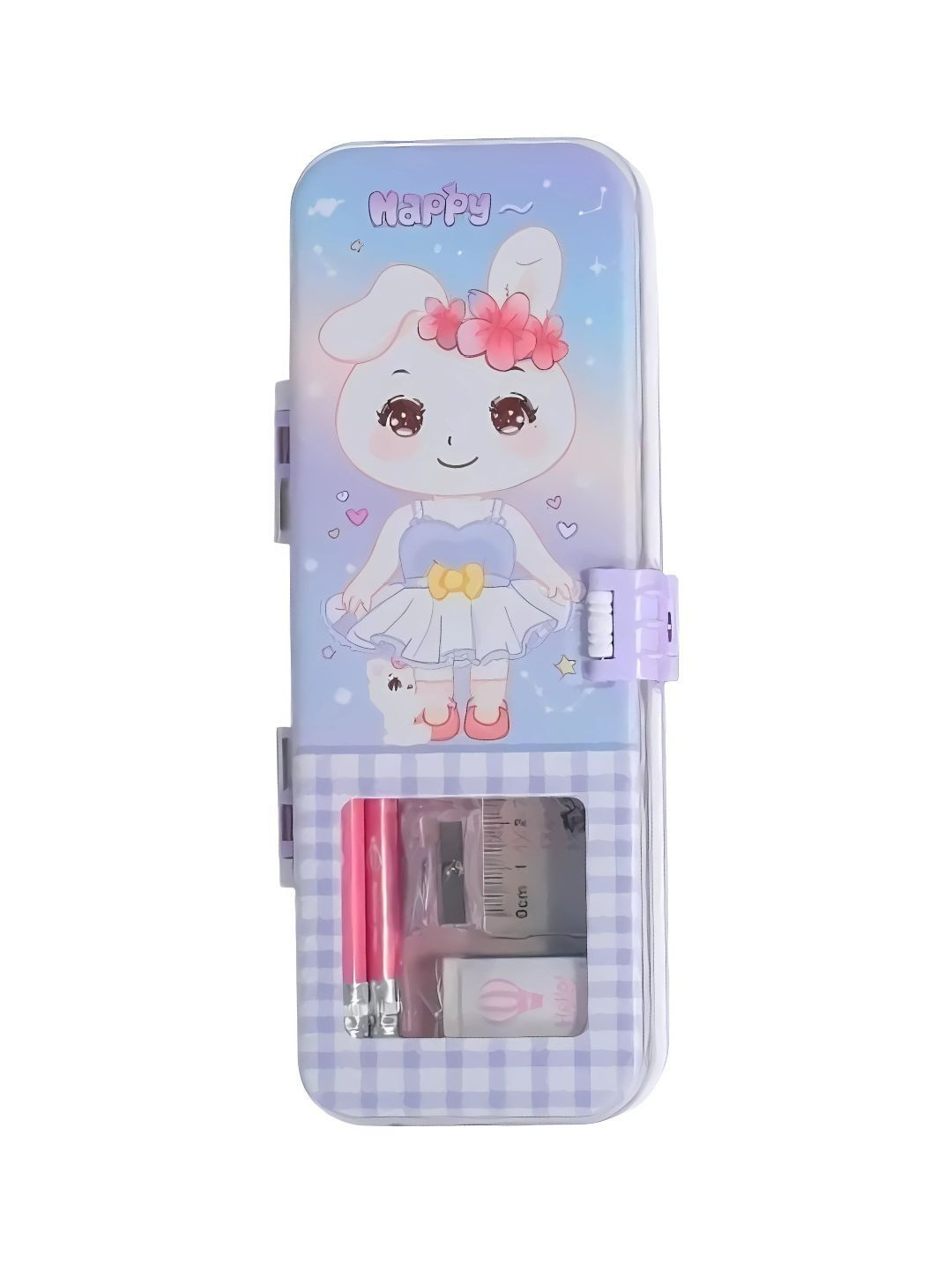 YK Kids Bunny Printed Metal Pencil Box Stationer