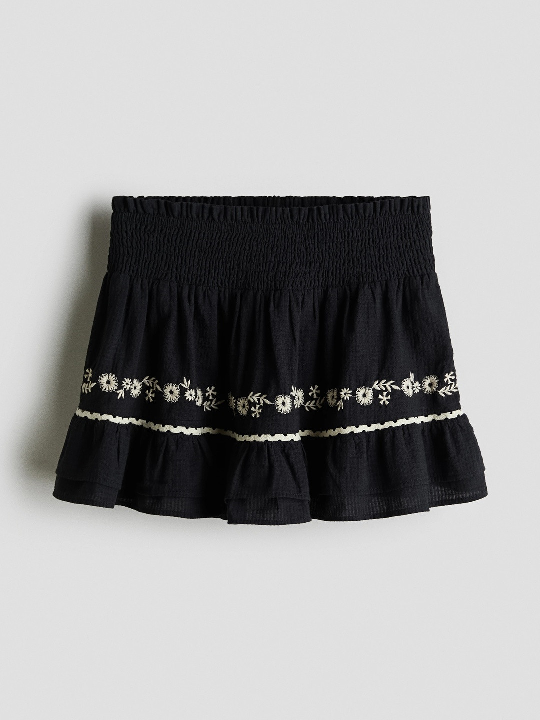H&M Embroidery-Detail Cotton Skirt