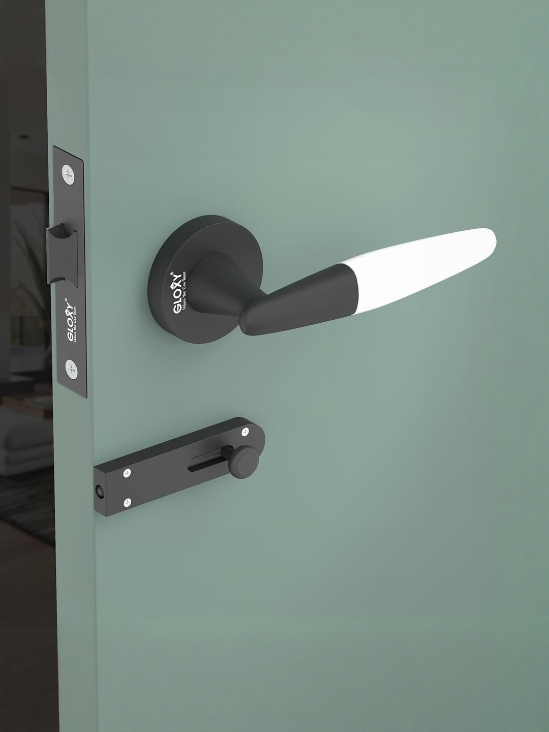 GLOXY Zinc Stainless Steel Mortise Baby Door Lock Handles Set