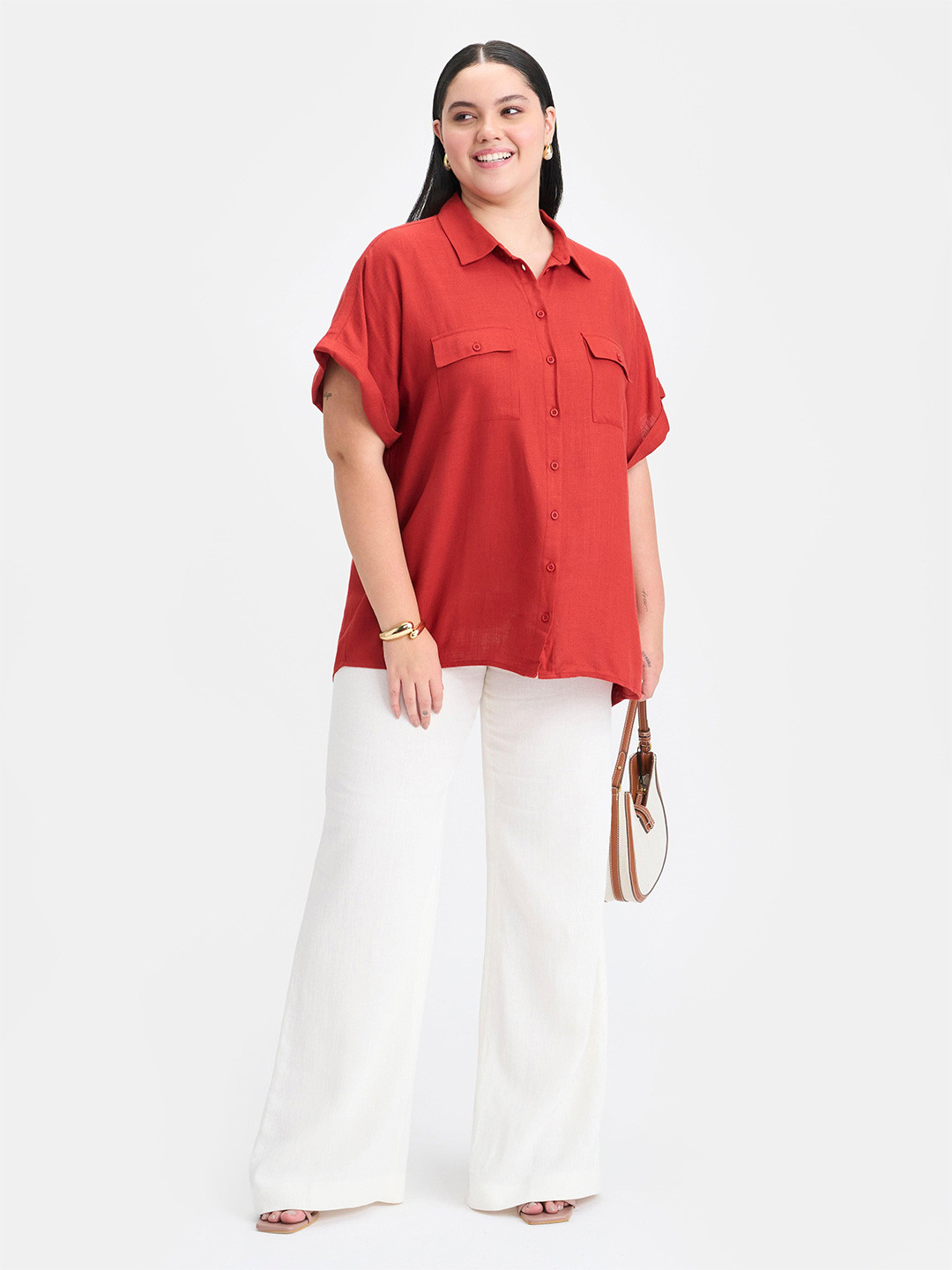 Virgio Plus Size Pocket Detail Relaxed Fit Casual Shirt