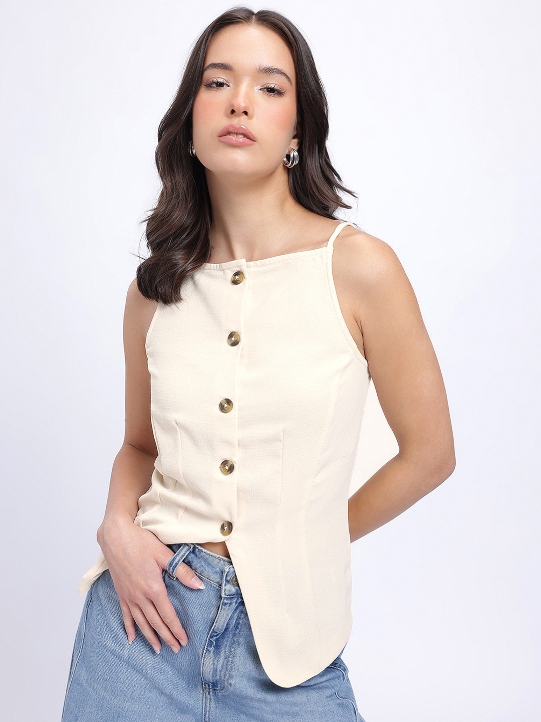 glitchez Paneled Sleeveless Vest Top