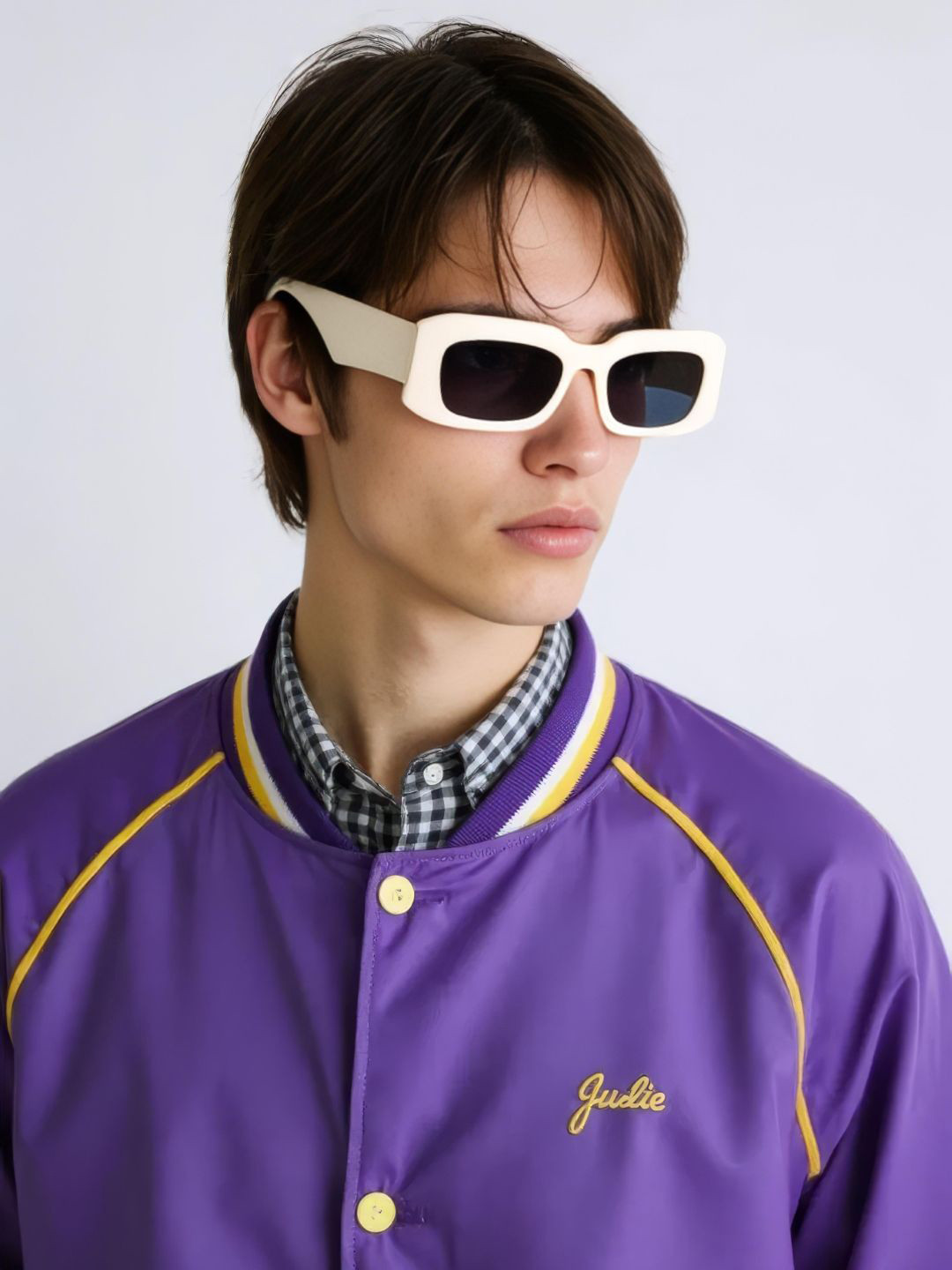 Ted Smith Unisex Rectangle Beige Black Sunglasses With UV Protected Lenses