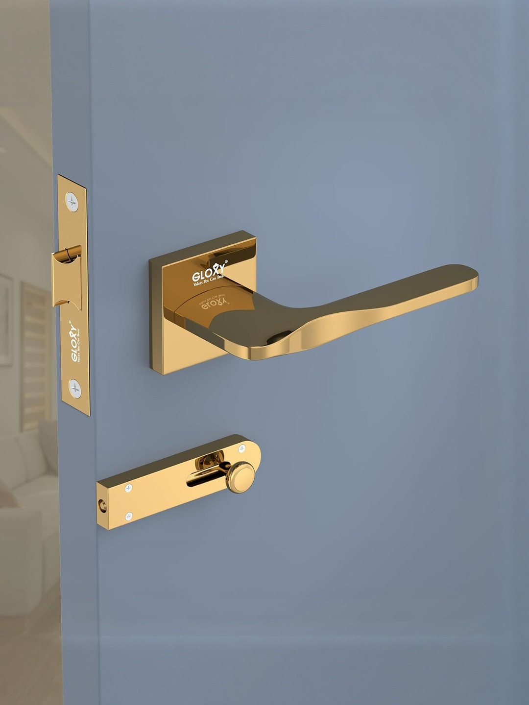 GLOXY Mortise Baby Latch Door Lock Set for Bathroom