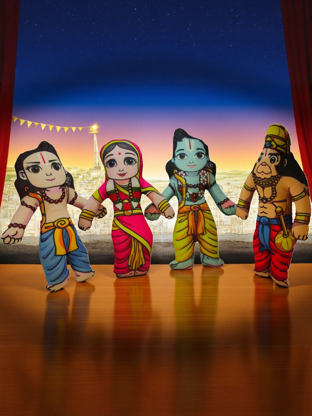 Vrinde Set of 4 Sita Ram Lakshman Hanuman Soft Toys And Dolls