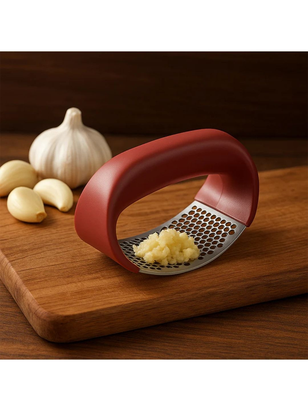 DeoDap Solid Curved Plastic & Stainless Steel Garlic Press