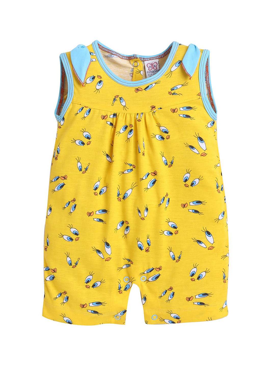 mama & bebe Girls Tweety Printed Cotton Round Neck Breathable Rompers