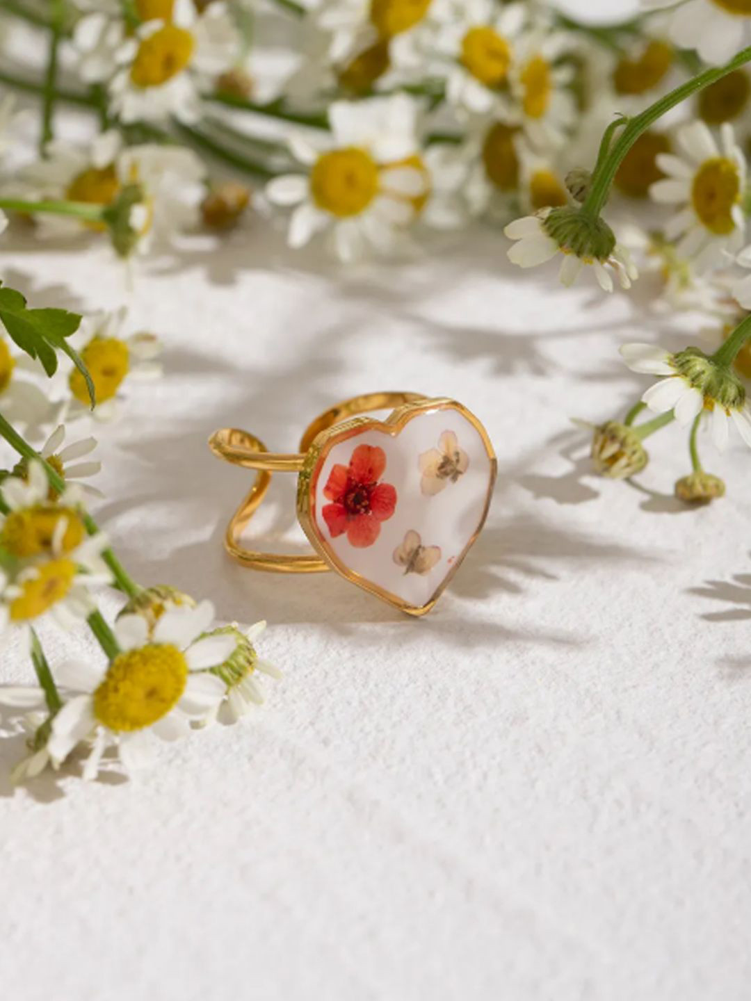 DIMPLERY 18K Gold Plated Stainless Steel Heart Shaped Finger Ring