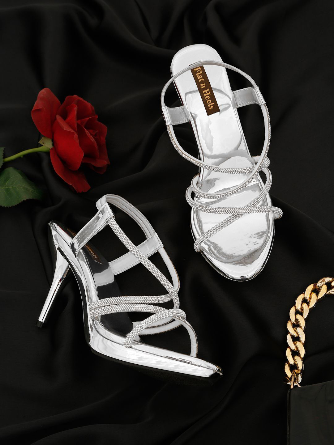 Flat n Heels Western - Embellished Strappy Stiletto Sandals