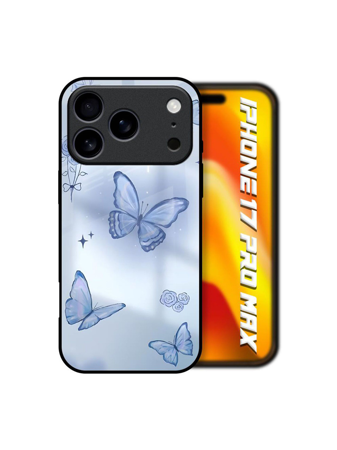 QRIOH Winged Elegance Printed Sleek & Lightweight iPhone 17 Pro Max Glass Back Case