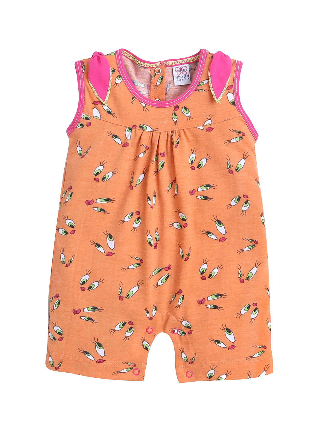 mama & bebe Infants Kids Cartoon Printed Cotton Round Neck Breathable Rompers