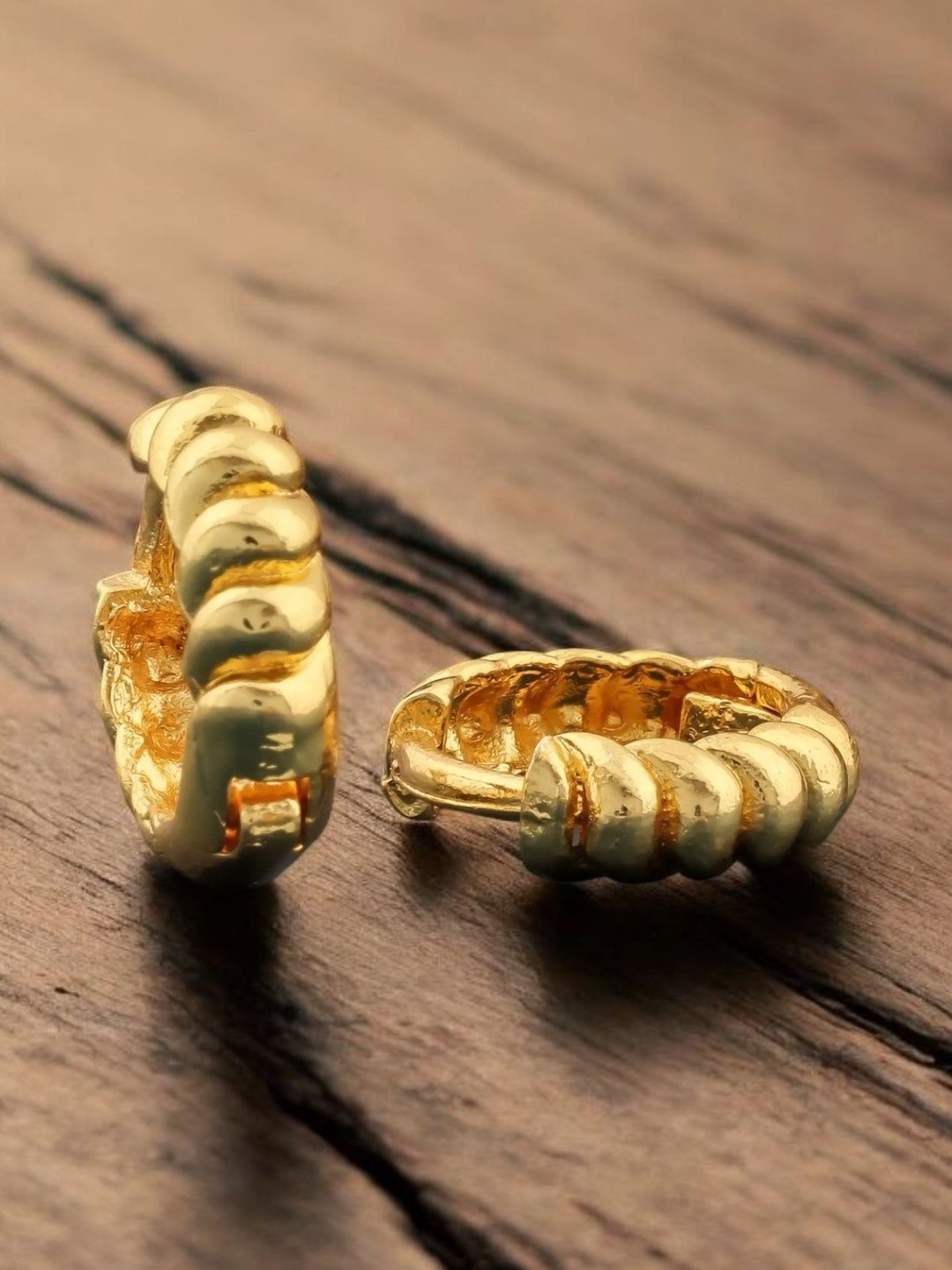 SHREE KRISHNA SHOPPING  Unisex Gold-Plated Brass Hoop Earrings With Lever Back Closure