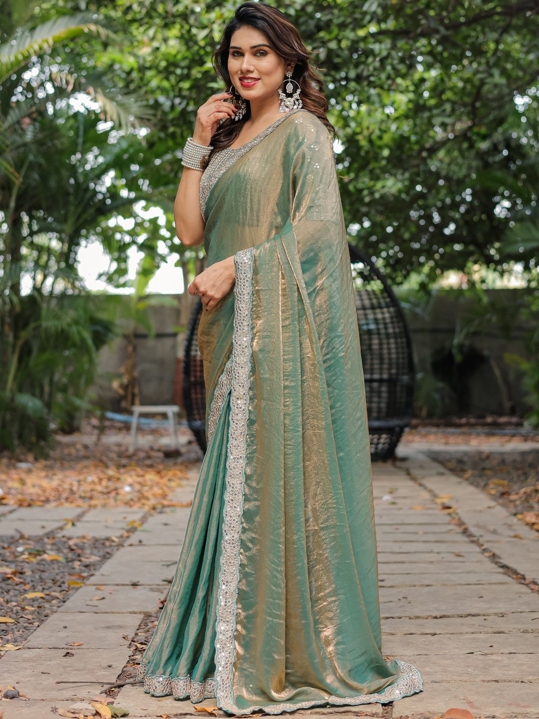 all about you Embellished Sequinned Pure Chiffon  Jimmy-Choo Saree