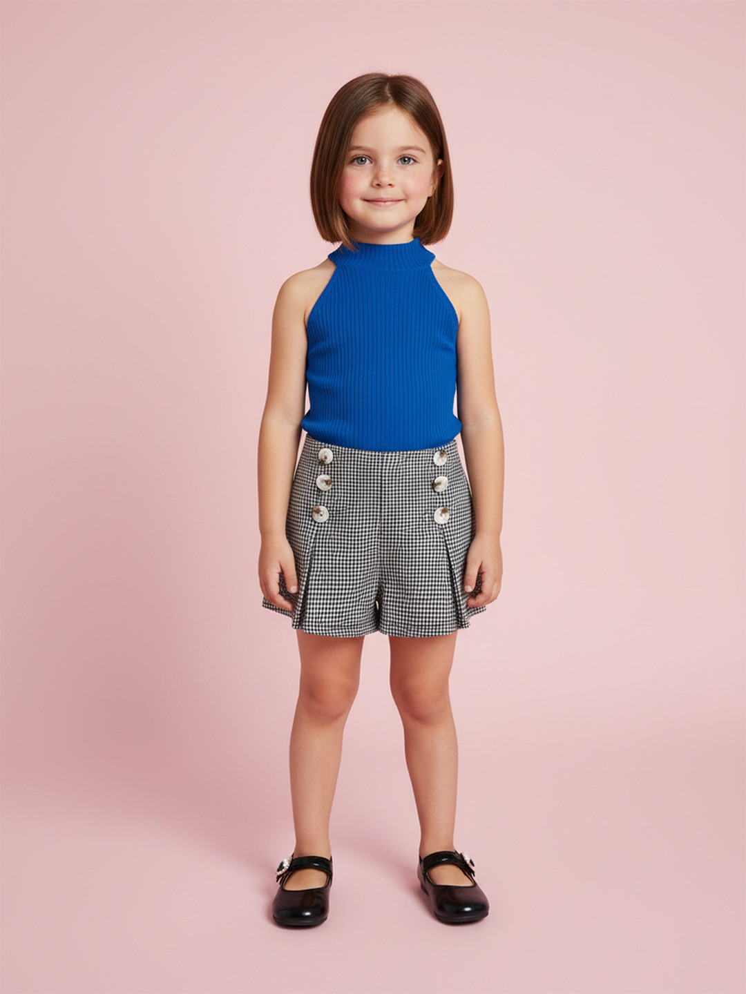 DEL LUNA Girls Self Design Halter Neck Sleeveless Top with Skirt