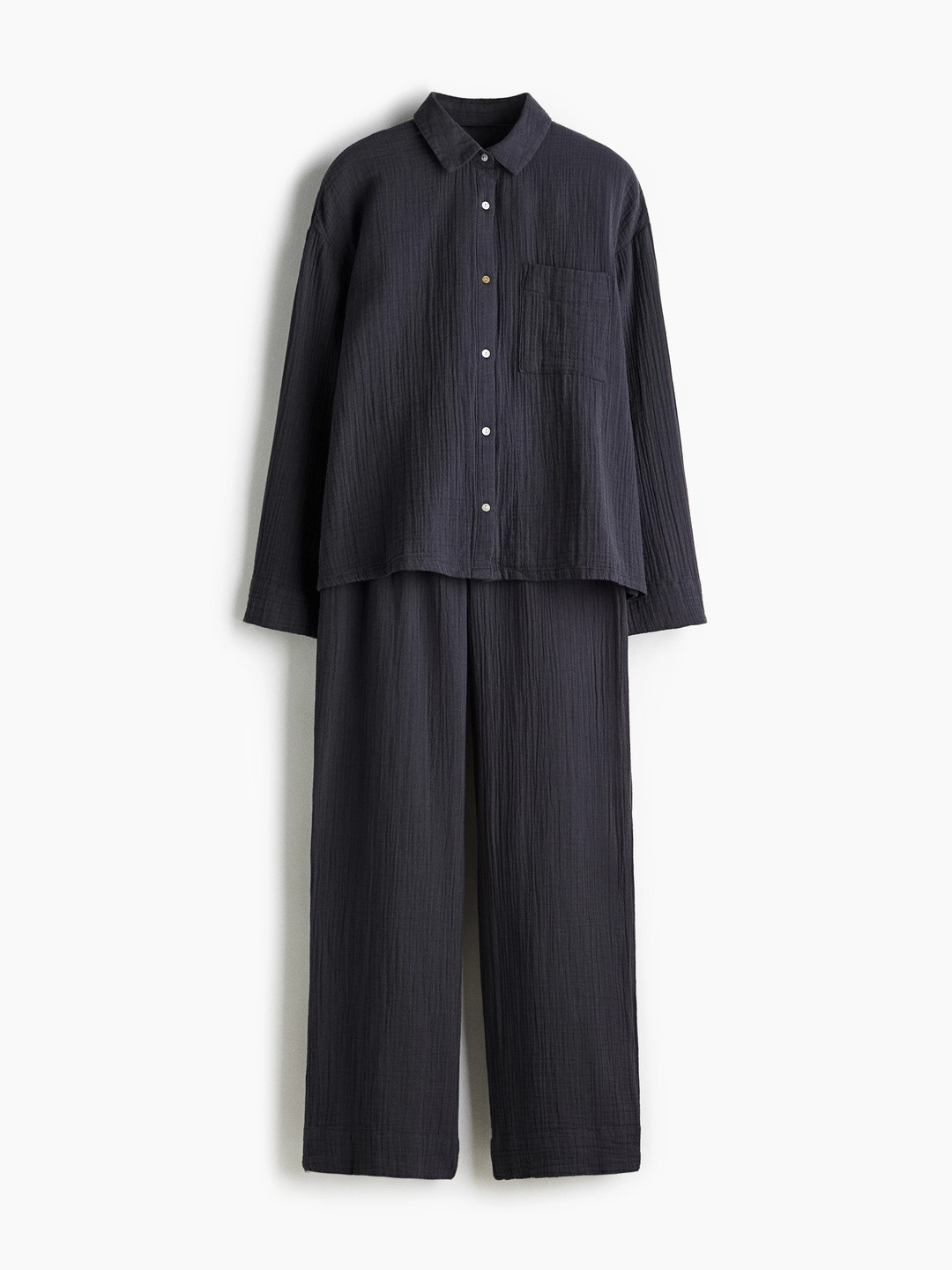 H&M Women Shirt Collar Pure Cotton Night suit