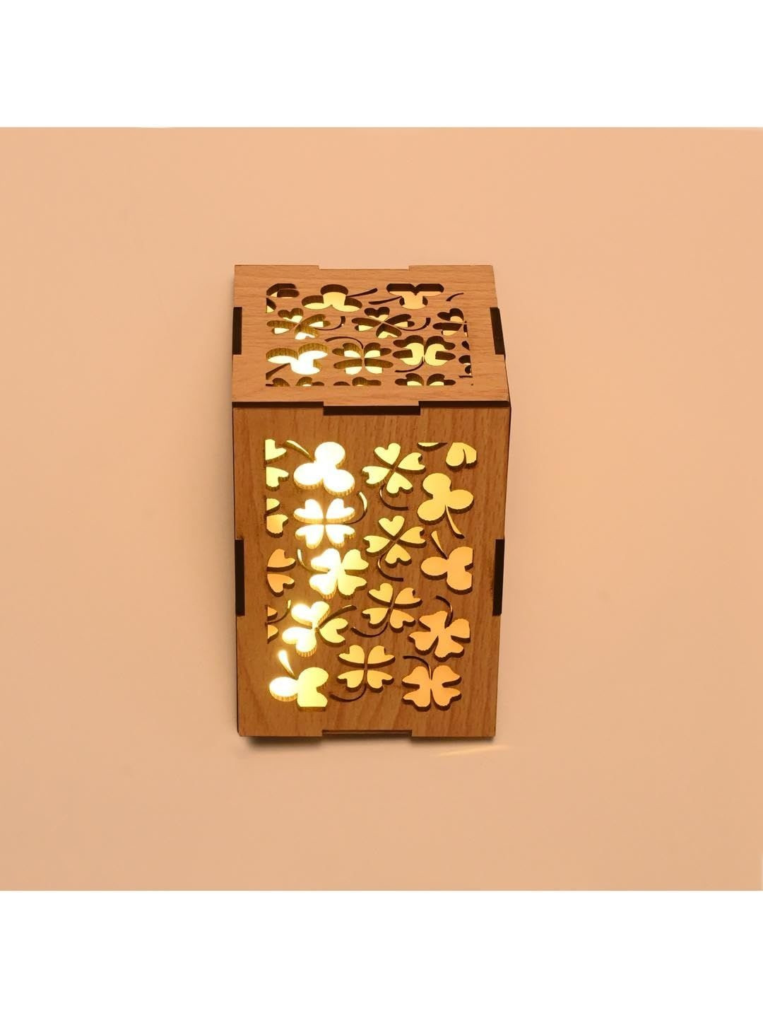 1ST TIME Cream-Coloured Textured Wood Wall Lamp