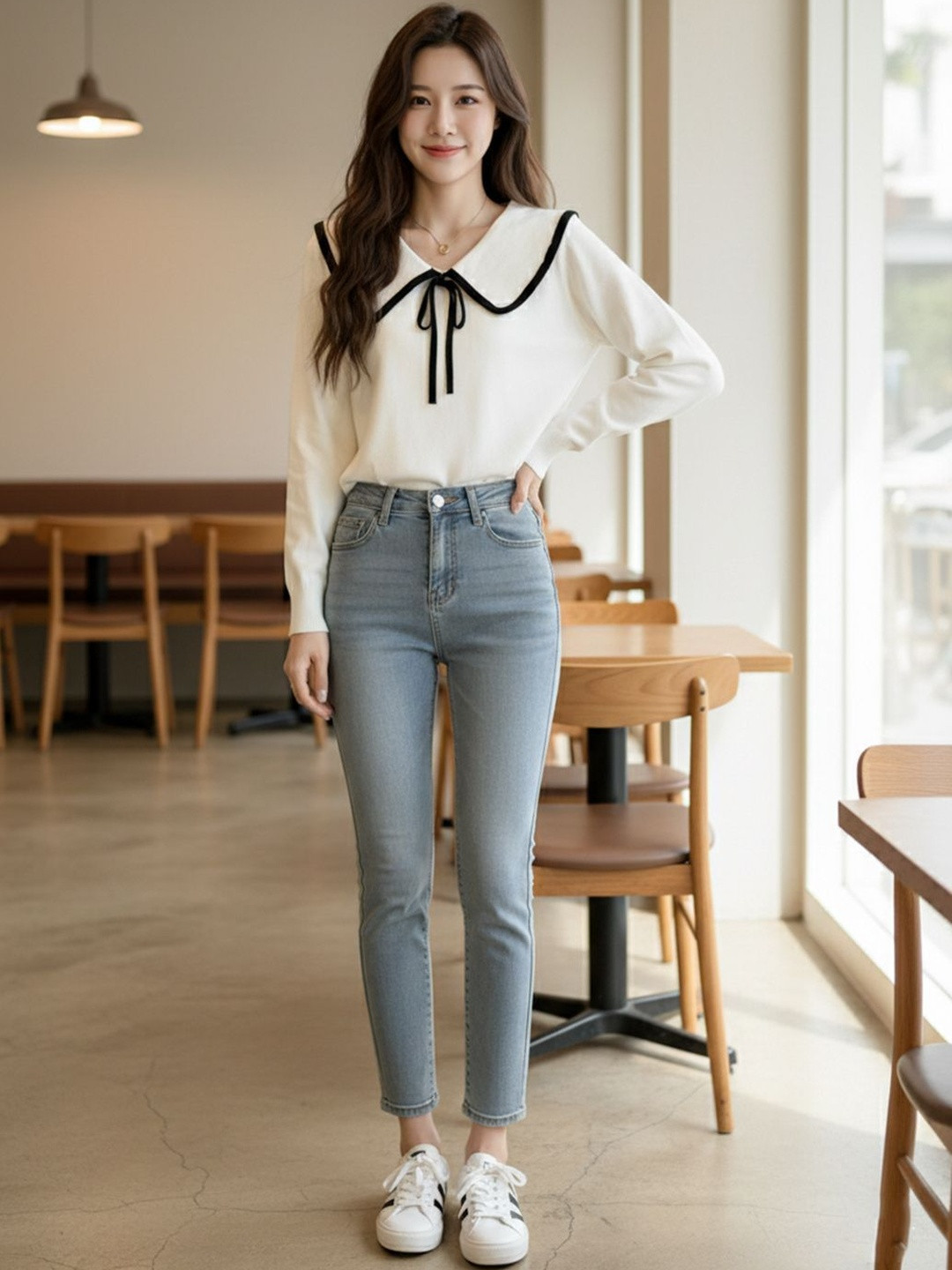 HERE&NOW Women Sailor Collar Sweaters