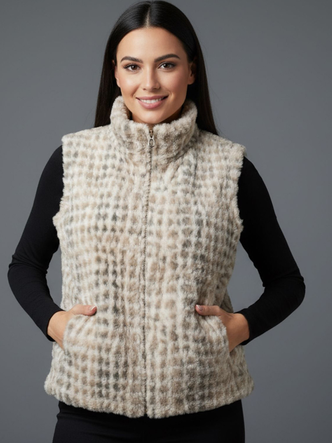 Wineberry Stand Collar Sleeveless Lightweight Jacket