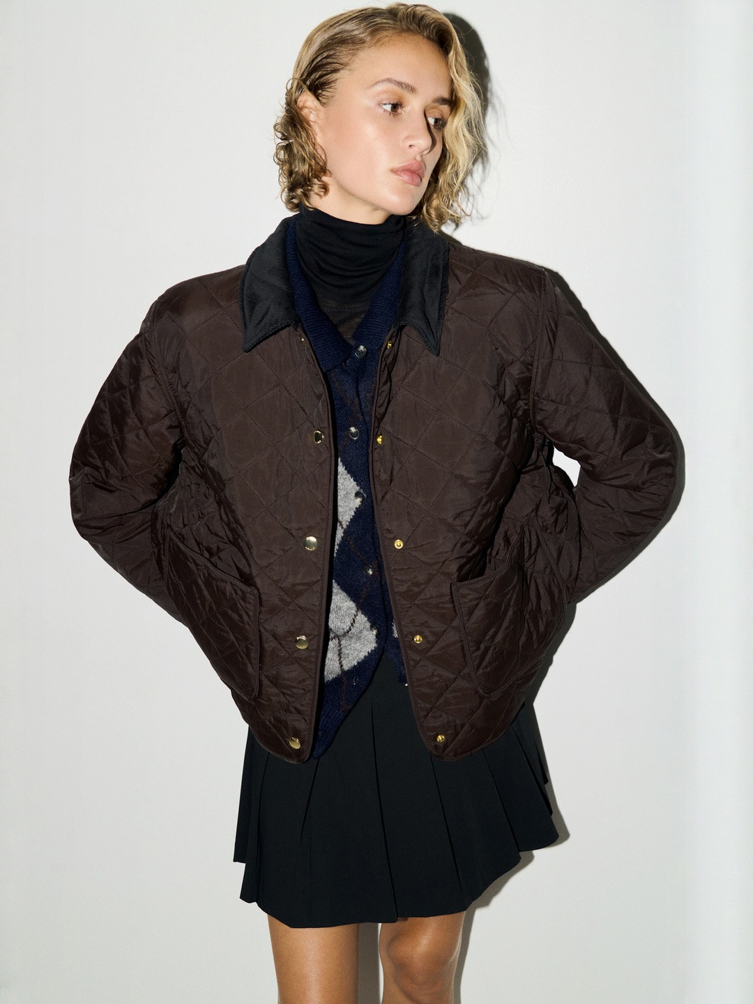 H&M Quilted Corduroy-Collar Jacket