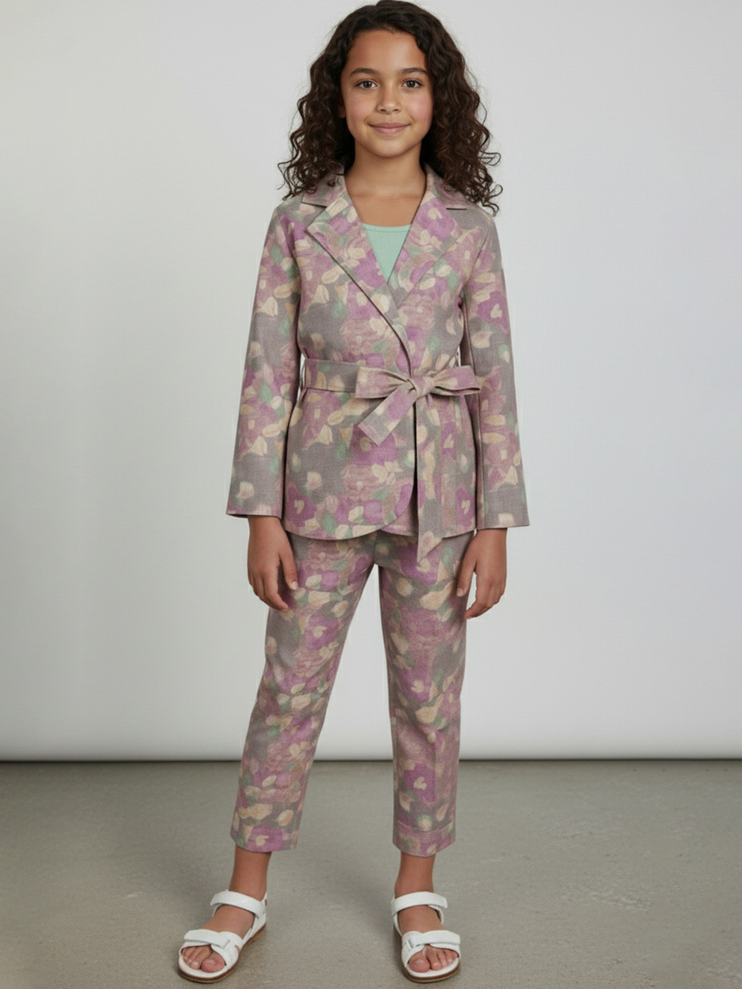 Hikuj Baby Girls Purple Printed Co-Ords With Inner Top