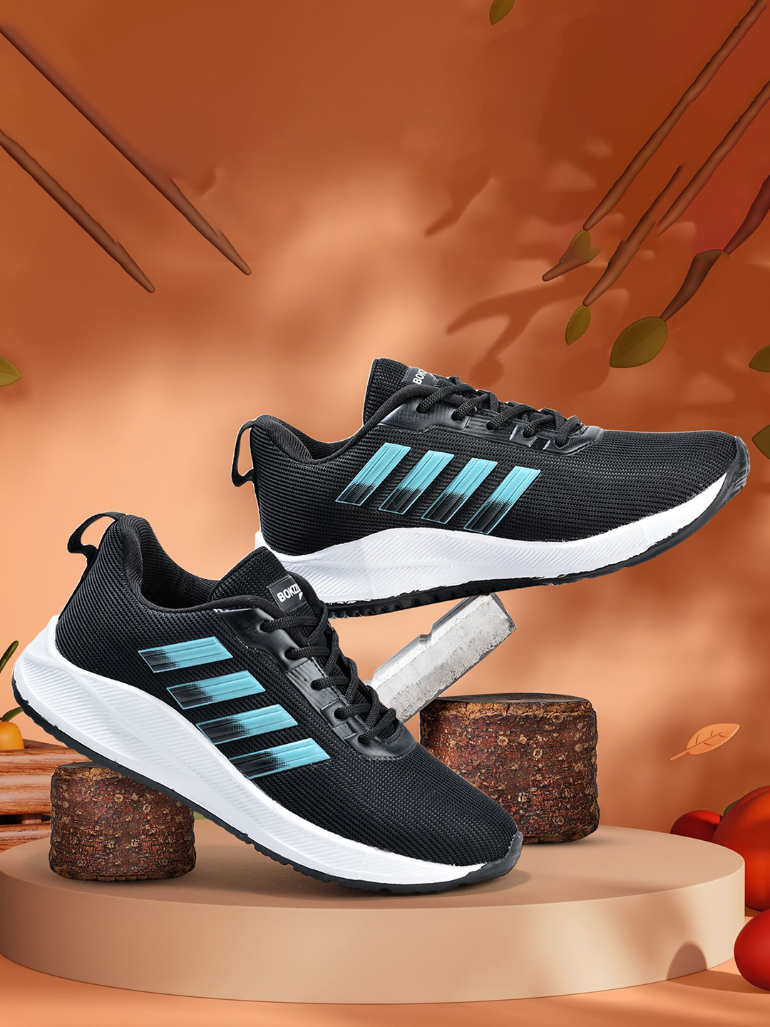 COOPERWINGS Men Textured Round Tie Lace Ups Running Non-Marking Sports Shoes