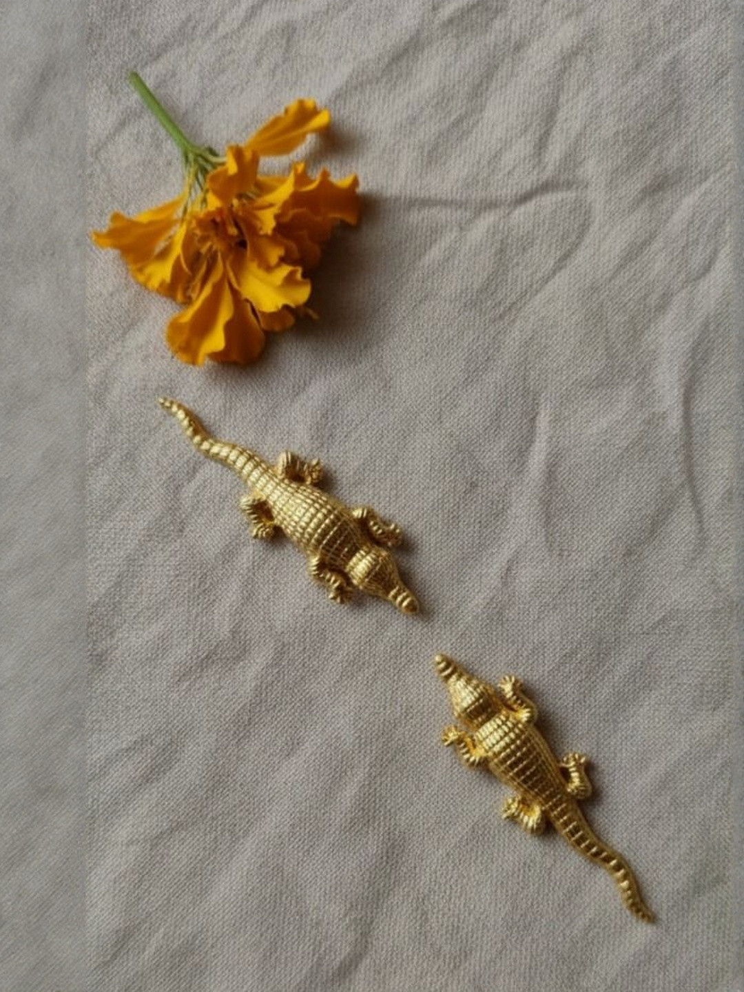 Chic Laddies Gold Plated Crocodile Shaped Studs