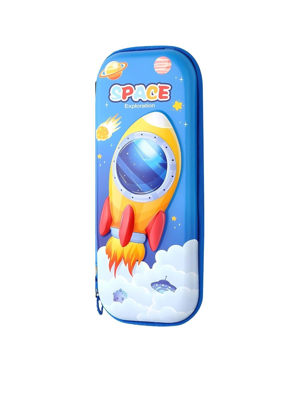 YK Kids Space Theme Blue Rocket Pencil Case