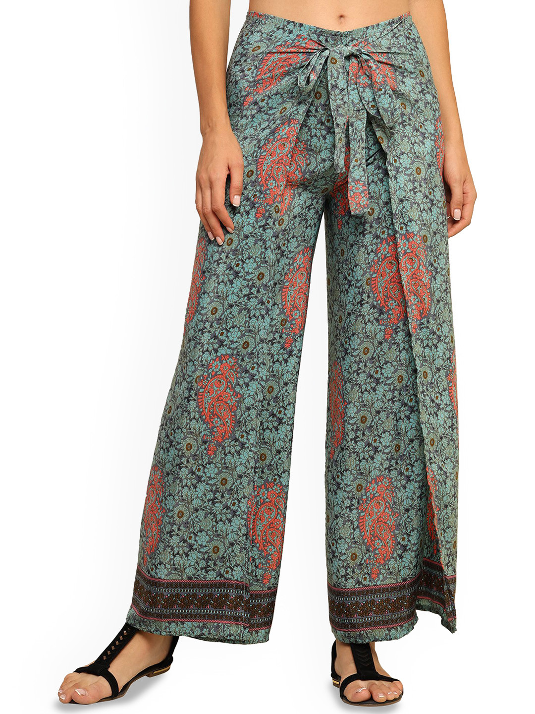 GALE GIRLS Women Ethnic Motifs Printed Comfort Convertible Pleated Trousers