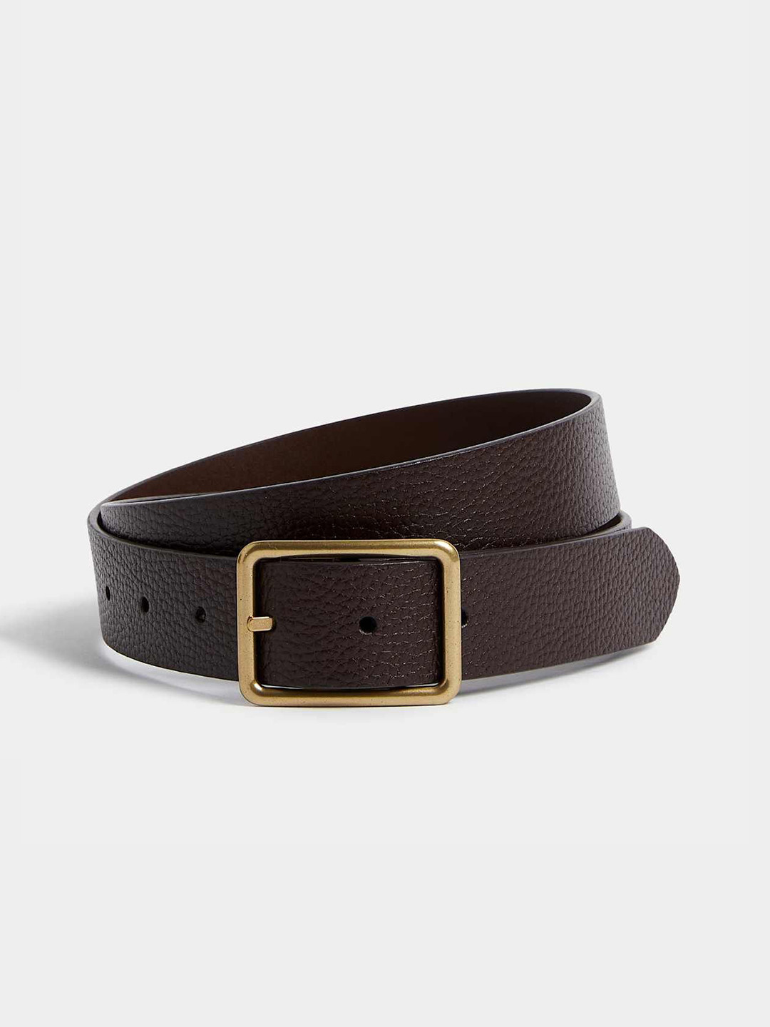 Marks & Spencer Men Textured Leather Formal Belt With Tang Closure