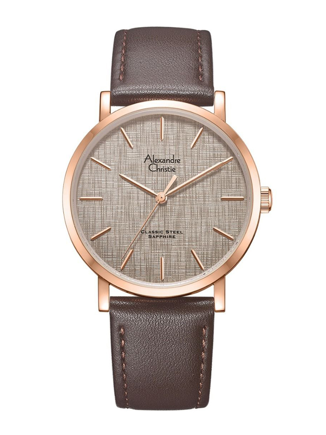 Alexandre Christie Men Leather Straps Watch 8698MHLRGGR
