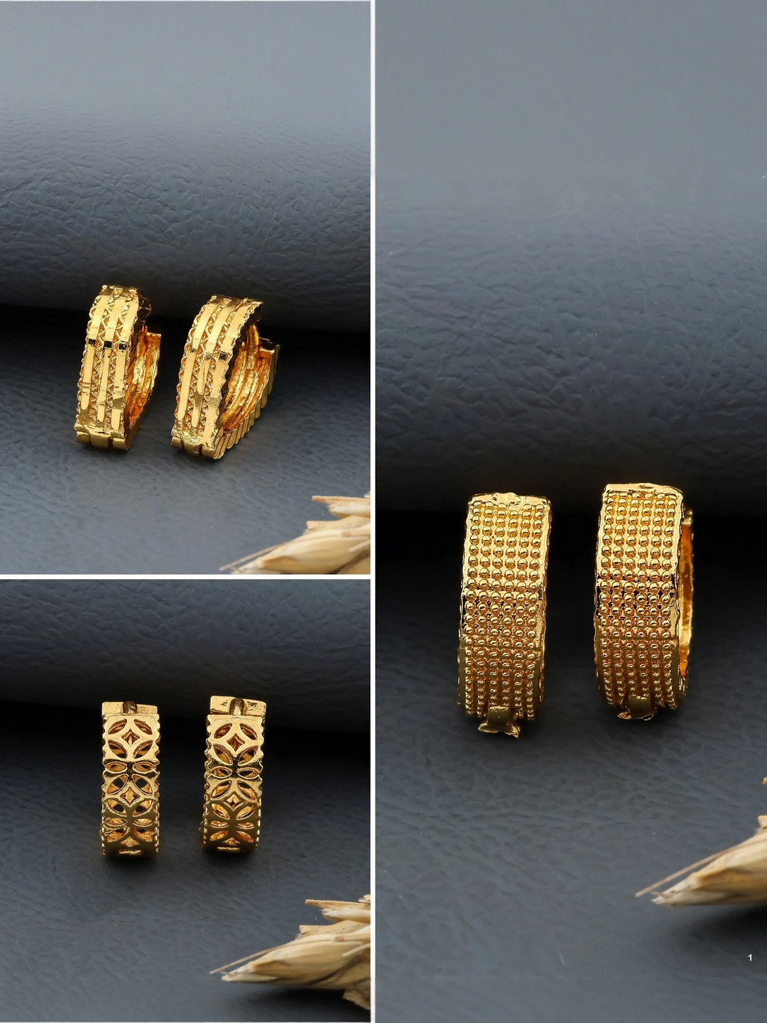 SHREE KRISHNA SHOPPING Unisex Combo Of 3 Gold-Plated Brass Hoop Earrings