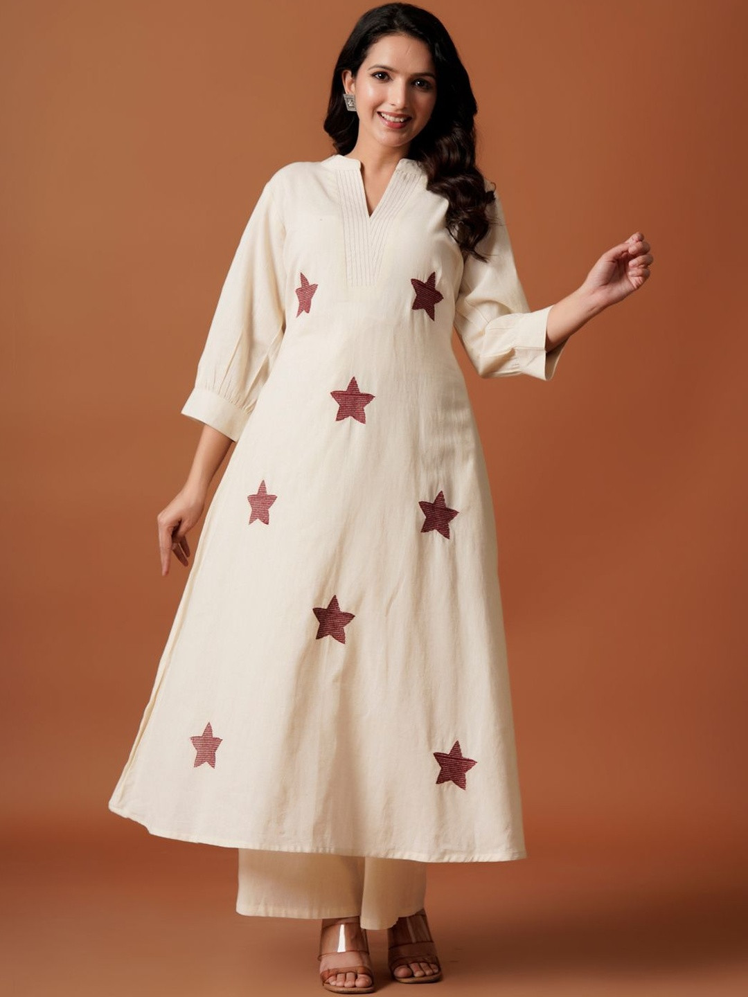 Indo Era Women Ethnic Motifs Printed Regular Pure Cotton A-Line Kurta with Palazzos