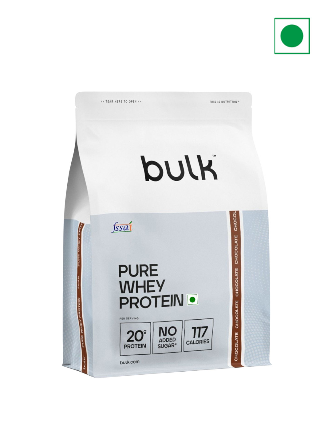Bulk Unisex Pure Whey Protein Powder - 450 g - Chocolate